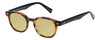 Profile View of Eyebobs Bitty Witty Designer Polarized Reading Sunglasses with Custom Cut Powered Sun Flower Yellow Lenses in Tortoise Havana Brown Gold Ladies Round Full Rim Acetate 42 mm