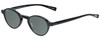 Profile View of Eyebobs Board Stiff Designer Polarized Reading Sunglasses with Custom Cut Powered Smoke Grey Lenses in Gloss Black Ladies Round Full Rim Acetate 42 mm