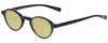 Profile View of Eyebobs Board Stiff Designer Polarized Reading Sunglasses with Custom Cut Powered Sun Flower Yellow Lenses in Gloss Black Ladies Round Full Rim Acetate 42 mm