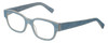 Profile View of Eyebobs Bossy Unisex Square Full Rim Designer Reading Glasses in Blue Jean 51 mm