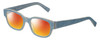 Profile View of Eyebobs Bossy Designer Polarized Sunglasses with Custom Cut Red Mirror Lenses in Blue Jean Unisex Square Full Rim Acetate 51 mm