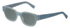 Profile View of Eyebobs Bossy Designer Polarized Reading Sunglasses with Custom Cut Powered Smoke Grey Lenses in Blue Jean Unisex Square Full Rim Acetate 51 mm