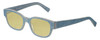 Profile View of Eyebobs Bossy Designer Polarized Reading Sunglasses with Custom Cut Powered Sun Flower Yellow Lenses in Blue Jean Unisex Square Full Rim Acetate 51 mm