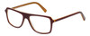 Profile View of Eyebobs Buzzed Designer Reading Eye Glasses with Custom Cut Powered Lenses in Burgundy Red Layer Orange Crystal Unisex Square Full Rim Acetate 52 mm