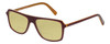 Profile View of Eyebobs Buzzed Designer Polarized Reading Sunglasses with Custom Cut Powered Sun Flower Yellow Lenses in Burgundy Red Layer Orange Crystal Unisex Square Full Rim Acetate 52 mm
