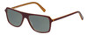 Profile View of Eyebobs Buzzed Designer Polarized Reading Sunglasses with Custom Cut Powered Smoke Grey Lenses in Burgundy Red Layer Orange Crystal Unisex Square Full Rim Acetate 52 mm