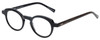Profile View of Eyebobs Cabaret Designer Blue Light Blocking Eyeglasses in Black Brown Crystal Diamond Ladies Round Full Rim Acetate 40 mm