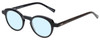 Profile View of Eyebobs Cabaret Designer Blue Light Blocking Eyeglasses in Black Brown Crystal Diamond Ladies Round Full Rim Acetate 40 mm
