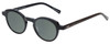Profile View of Eyebobs Cabaret Designer Polarized Reading Sunglasses with Custom Cut Powered Smoke Grey Lenses in Black Brown Crystal Diamond Ladies Round Full Rim Acetate 40 mm