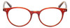 Front View of Eyebobs Case Closed Designer Reading Eye Glasses with Prescription Progressive Rx Lenses in Red Layer Orange Crystal Ladies Round Full Rim Acetate 47 mm