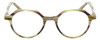 Front View of Eyebobs Cheap Therapy Designer Reading Eye Glasses with Prescription Bi-Focal Rx Lenses in Green White Gold Marble Horn Unisex Round Full Rim Acetate 45 mm