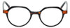 Front View of Eyebobs Cheap Therapy Designer Reading Eye Glasses with Prescription Bi-Focal Rx Lenses in Black Red Tortoise Havana Unisex Round Full Rim Acetate 45 mm