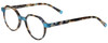 Profile View of Eyebobs Cheap Therapy Designer Single Vision Prescription Rx Eyeglasses in Blue Brown Grey Tortoise Havana Unisex Round Full Rim Acetate 45 mm