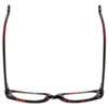 Top View of Eyebobs Co Conspirator Designer Reading Eye Glasses with Custom Left and Right Powered Lenses in Black Red Pink Tortoise Havana Ladies Rectangle Full Rim Acetate 51 mm