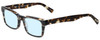 Profile View of Eyebobs Fare N Square Designer Progressive Lens Blue Light Blocking Eyeglasses in Brown Tortoise Marble White Stripe Unisex Square Full Rim Acetate 51 mm