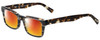 Profile View of Eyebobs Fare N Square Designer Polarized Sunglasses with Custom Cut Red Mirror Lenses in Brown Tortoise Marble White Stripe Unisex Square Full Rim Acetate 51 mm
