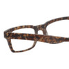 Close Up View of Eyebobs Fare N Square Designer Reading Eye Glasses with Single Vision Prescription Rx Lenses in Matte Tortoise Brown Gold Marble Unisex Square Full Rim Acetate 51 mm