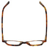 Top View of Eyebobs Firecracker Designer Reading Eye Glasses with Custom Left and Right Powered Lenses in Matte Tortoise Brown Gold Orange Black Ladies Square Full Rim Acetate 47 mm