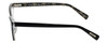 Side View of Eyebobs Flat Cat Designer Reading Eye Glasses with Custom Left and Right Powered Lenses in Black Gold Glitter Crystal Ladies Cateye Semi-Rimless Acetate 50 mm