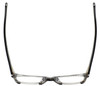 Top View of Eyebobs Flat Cat Designer Reading Eye Glasses with Custom Left and Right Powered Lenses in Black Gold Glitter Crystal Ladies Cateye Semi-Rimless Acetate 50 mm