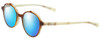 Profile View of Eyebobs Flip Designer Polarized Sunglasses with Custom Cut Blue Mirror Lenses in Brown Crystal Ivory White Horn Marble Unisex Round Full Rim Acetate 50 mm