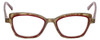 Front View of Eyebobs Flirt Designer Reading Eye Glasses with Prescription Progressive Rx Lenses in Red Crystal Brown Horn Marble Ladies Cateye Full Rim Acetate 48 mm