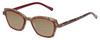 Profile View of Eyebobs Flirt Designer Polarized Reading Sunglasses with Custom Cut Powered Amber Brown Lenses in Red Crystal Brown Horn Marble Ladies Cateye Full Rim Acetate 48 mm