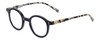 Profile View of Eyebobs Frizz Bee Designer Reading Eye Glasses with Custom Cut Powered Lenses in Black Ivory White Tortoise Havana Ladies Round Full Rim Acetate 39 mm