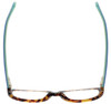 Top View of Eyebobs Hanky Panky Designer Reading Eye Glasses with Prescription Progressive Rx Lenses in Tortoise Brown Gold Crystal Blue Ladies Cateye Full Rim Acetate 52 mm