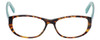 Front View of Eyebobs Hanky Panky Designer Reading Eye Glasses with Prescription Progressive Rx Lenses in Tortoise Brown Gold Crystal Blue Ladies Cateye Full Rim Acetate 52 mm