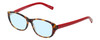 Profile View of Eyebobs Hanky Panky Designer Blue Light Blocking Eyeglasses in Tortoise Brown Gold Crystal Red Ladies Cateye Full Rim Acetate 52 mm