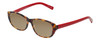 Profile View of Eyebobs Hanky Panky Designer Polarized Sunglasses with Custom Cut Amber Brown Lenses in Tortoise Brown Gold Crystal Red Ladies Cateye Full Rim Acetate 52 mm