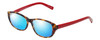 Profile View of Eyebobs Hanky Panky Designer Polarized Reading Sunglasses with Custom Cut Powered Blue Mirror Lenses in Tortoise Brown Gold Crystal Red Ladies Cateye Full Rim Acetate 52 mm