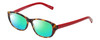 Profile View of Eyebobs Hanky Panky Designer Polarized Reading Sunglasses with Custom Cut Powered Green Mirror Lenses in Tortoise Brown Gold Crystal Red Ladies Cateye Full Rim Acetate 52 mm