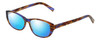 Profile View of Eyebobs Hanky Panky Designer Polarized Reading Sunglasses with Custom Cut Powered Blue Mirror Lenses in Tortoise Purple Brown Gold Crystal Ladies Cateye Full Rim Acetate 52 mm