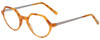 Profile View of Eyebobs Hexed Designer Blue Light Blocking Eyeglasses in Orange Crystal Horn Marble Silver Unisex Round Full Rim Acetate 48 mm
