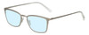 Profile View of Eyebobs Jack Dandy Designer Blue Light Blocking Eyeglasses in Gun Metal Silver Crystal Unisex Square Full Rim Metal 51 mm
