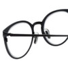 Close Up View of Eyebobs Jim Dandy Designer Reading Eye Glasses with Prescription Progressive Rx Lenses in Satin Black Crystal Unisex Round Full Rim Metal 50 mm