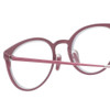 Close Up View of Eyebobs Jim Dandy Round Designer Reading Glasses Satin Fuchsia Pink Purple 50 mm