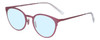 Profile View of Eyebobs Jim Dandy Designer Blue Light Blocking Eyeglasses in Satin Fuchsia Pink Purple Unisex Round Full Rim Metal 50 mm
