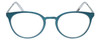 Front View of Eyebobs Jim Dandy Round Designer Reading Glasses in Satin Teal Blue Crystal 50mm