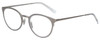 Profile View of Eyebobs Jim Dandy Designer Blue Light Blocking Eyeglasses in Satin Silver Crystal Unisex Round Full Rim Metal 50 mm