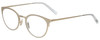 Profile View of Eyebobs Jim Dandy Designer Blue Light Blocking Eyeglasses in Satin Gold Crystal Unisex Round Full Rim Metal 50 mm