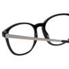 Close Up View of Eyebobs Kibitzer Round Full Rim Designer Reading Glasses Gloss Black Silver 48mm