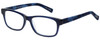 Profile View of Eyebobs Bob Frapples Designer Reading Eye Glasses with Custom Cut Powered Lenses in Crystal Navy Blue Matte Marble Unisex square Full Rim Acetate 55 mm