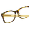 Close Up View of Eyebobs Bob Frapples Designer Reading Eye Glasses with Prescription Progressive Rx Lenses in Light Tortoise Havana Brown Gold Crystal Unisex square Full Rim Acetate 55 mm