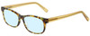 Profile View of Eyebobs Bob Frapples Designer Blue Light Blocking Eyeglasses in Light Tortoise Havana Brown Gold Crystal Unisex square Full Rim Acetate 55 mm