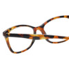 Close Up View of Eyebobs Not Tonight Designer Reading Eye Glasses with Prescription Progressive Rx Lenses in Light Tortoise Havana Brown Gold Crystal Ladies Cateye Full Rim Acetate 51 mm