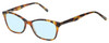 Profile View of Eyebobs Not Tonight Designer Blue Light Blocking Eyeglasses in Light Tortoise Havana Brown Gold Crystal Ladies Cateye Full Rim Acetate 51 mm