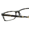 Close Up View of Eyebobs Number Cruncher Designer Reading Eye Glasses with Custom Left and Right Powered Lenses in Striped Grey Brown Tortoise Havana Unisex Rectangle Full Rim Acetate 53 mm